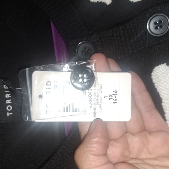 Button Up Torrid Black and White Skeleton Cardigan - Picture 3 of 3